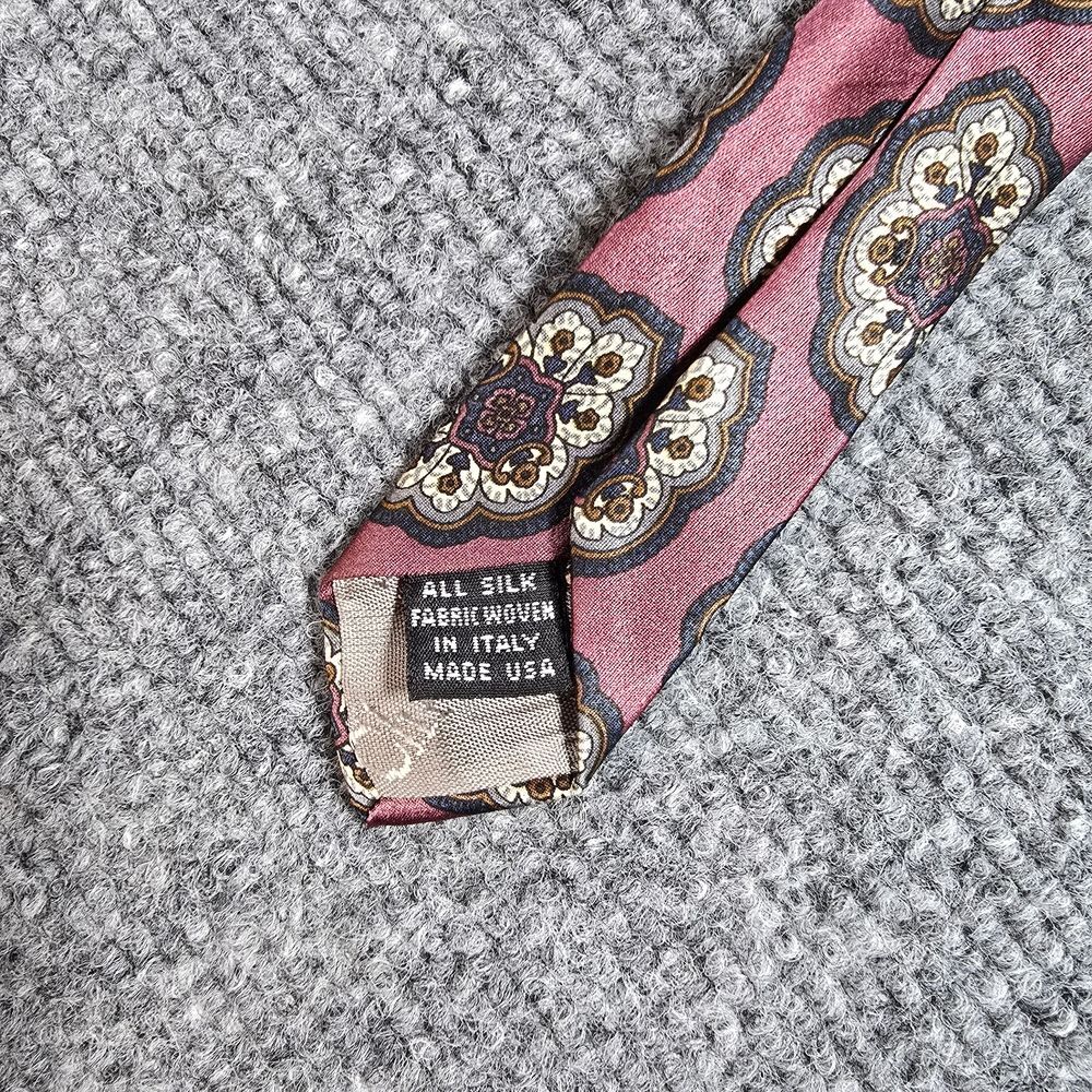 Christian Dior Silk Tie Burgundy Floral Medallion Mens Designer Wedding Necktie - Picture 5 of 7